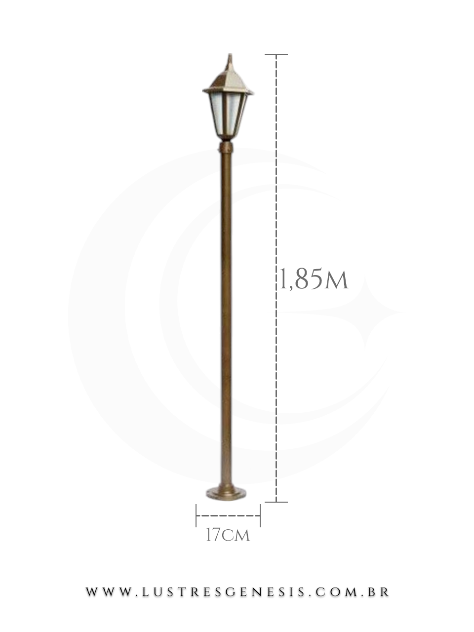 Poste de Ilumina&ccedil;&atilde;o externa Cl&aacute;ssico Retro 1,85m estrutura robusta em alum&iacute;nio fundido para jardim e fachada